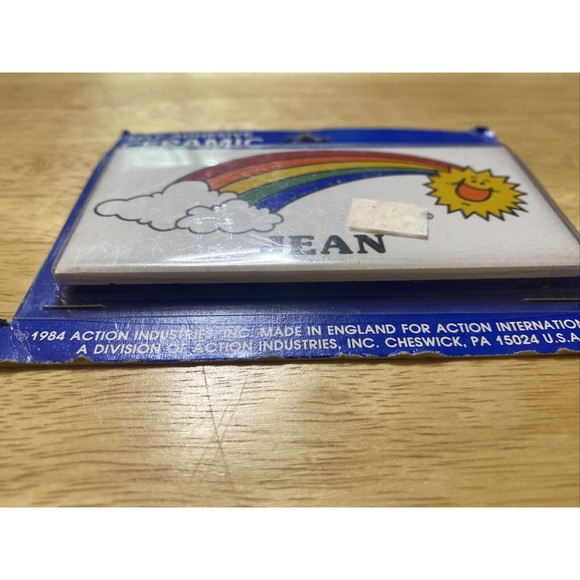 VINTAGE/RETRO JEAN RAINBOW&SUN NEW DEAD STOCK CERAMIC DOOR NAME PLAQUE 1984!! - Picture 10 of 12